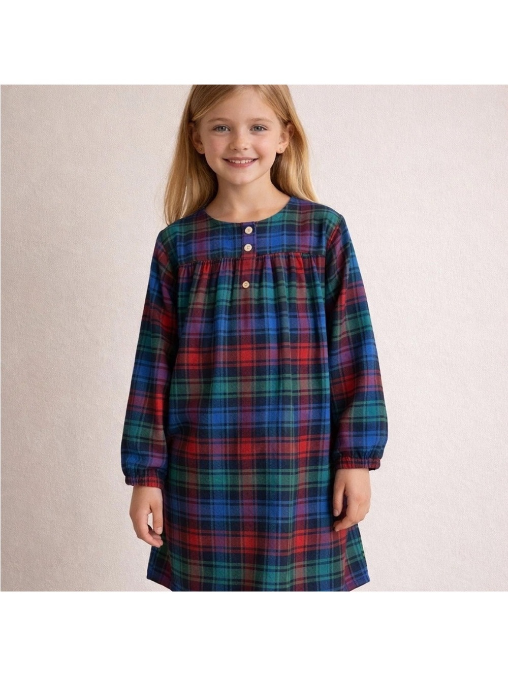 Lands’ End Red & Blue Plaid Nightgown - Kids Pajamas